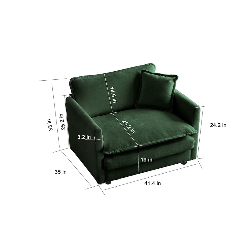 GDFStudio - Lincoln Chenille Upholstered Armchair with Pillow（Set of 2）