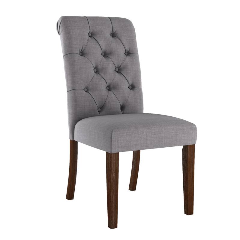 Benchwright Linen Tufted Dining Chair with Brown Finish Legs (Set of 2) by iNSPIRE Q Artisan