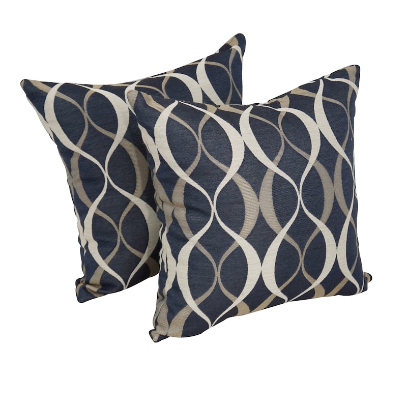 17-inch Square Premium Woven Outdoor Throw Pillows (Set of 1, 2, or 4) - Set of 2 - Duo Indigo
