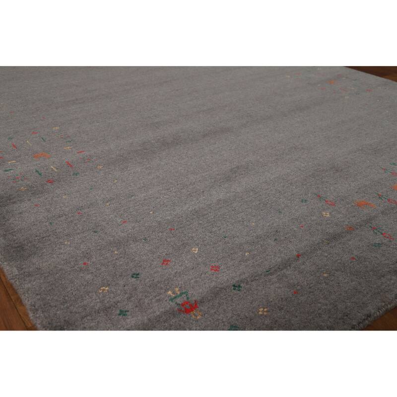 Hand Knotted Oriental 100% Wool Carpet Tribal Tribal Greys & Charcoal Gabbeh Area Rug - 8' 3'' X 5' 1''