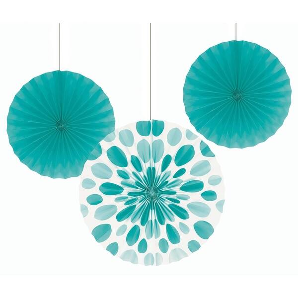 Shop Club Pack Of 18 Teal Lagoon Hanging Tissue Paper Fan Party
