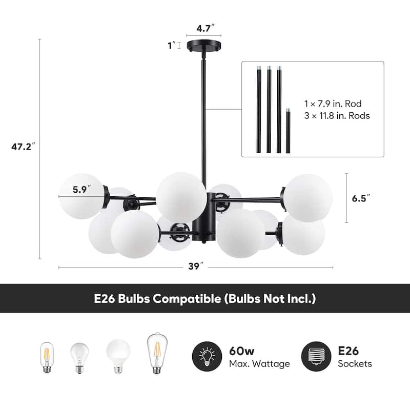 CO-Z Modern Linear Sputnik Pendant Chandelier (6/8/12 - Light)
