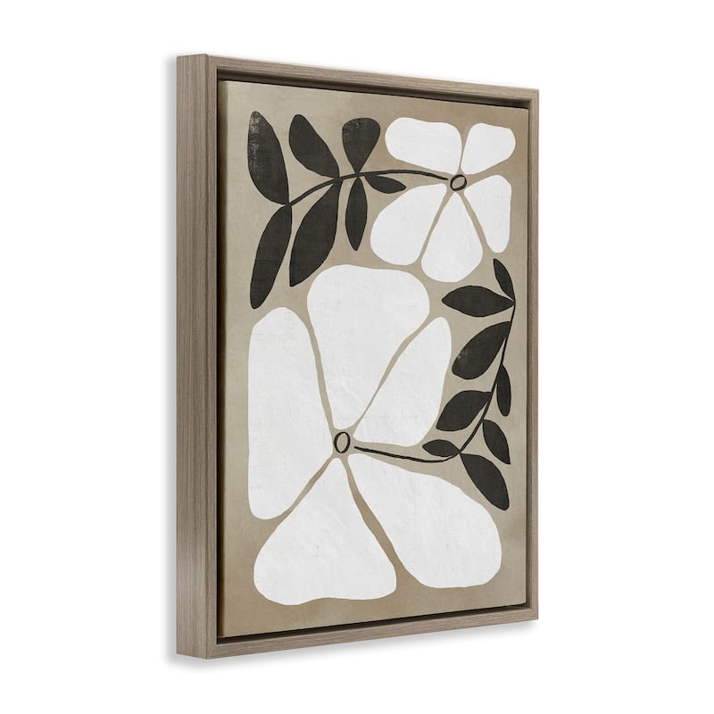 Stupell Oblong Boho Flowers Framed Floater Canvas Wall Art Design By Victoria Barnes