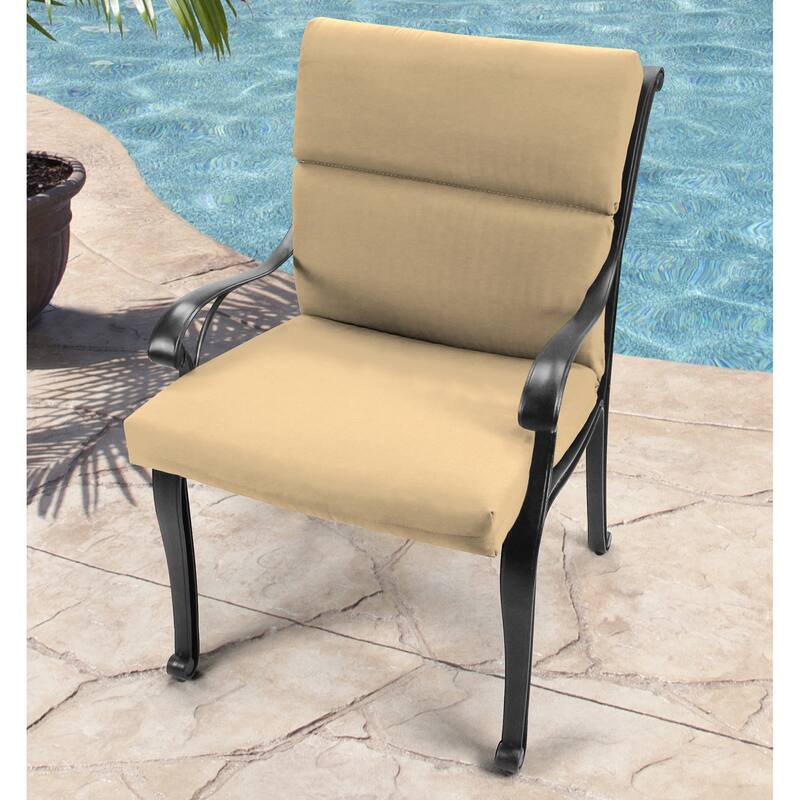 22" x 44" Beige Solid Outdoor Chair Cushion with Ties and Loop - 44'' L x 22'' W x 4'' H