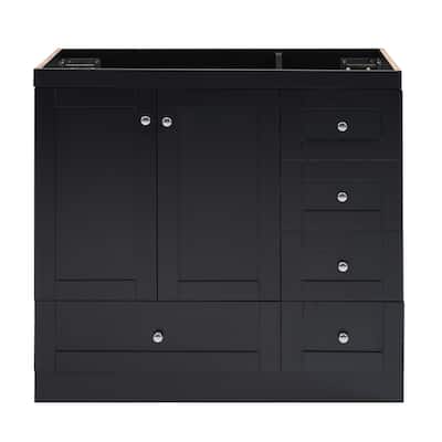 35 inch Solid Wood Freestanding Bathroom Vanity Set in Black without Counter Top - 35.00'' x 17.70''
