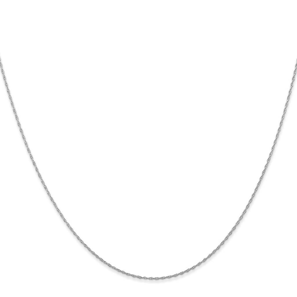 Curata 14k White Gold Solid 0.5mm Carded Cable Rope Chain Necklace Options: 16 18 20 24