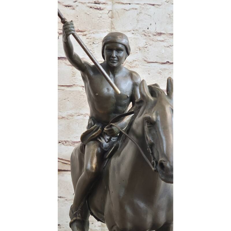 Native American Indian Man W/ Imitative Horse Bronze Sculpture Statue Figure Art Figurine