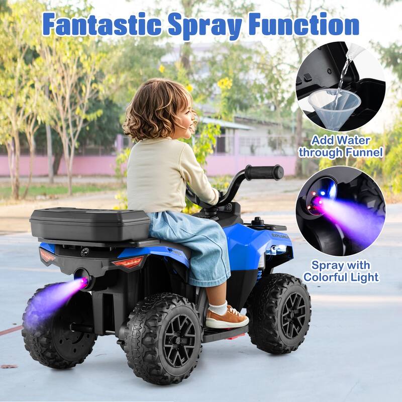 Gymax 6V Kids Ride On ATV w/ Music & Spray Function USB Port Storage