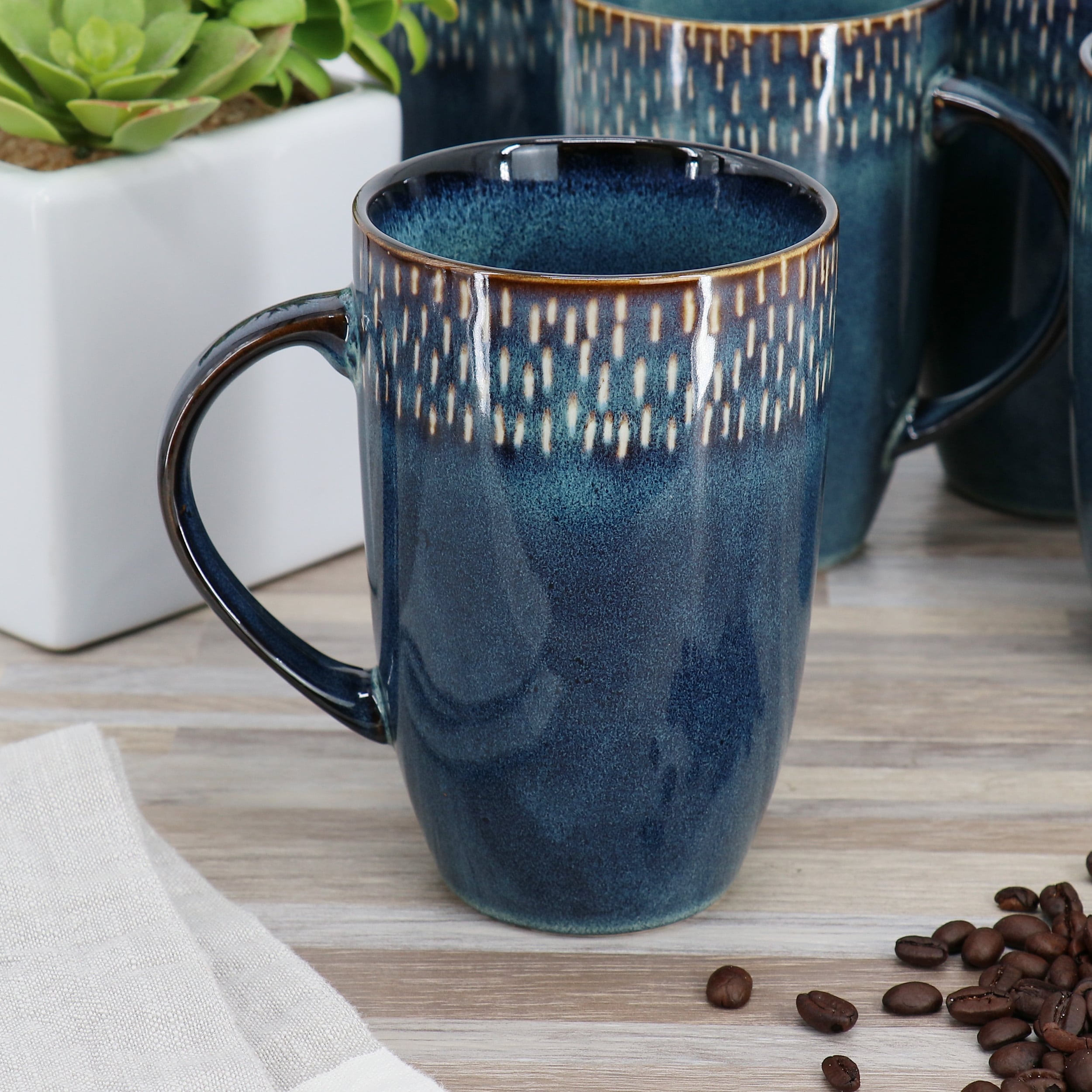 Meritage Jasper 6 Piece 22 Ounce Stoneware Tall Latte Cup Set in Meritage Jasper 6 Piece 22 Ounce Stoneware Tall Latte Cup Set in