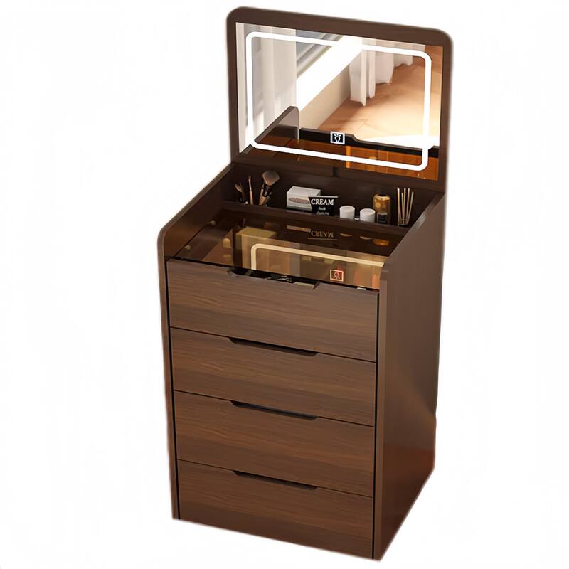 3 in 1 Vanity Desk with Plip Top Mirror,Small Make Up Vanity Set with Visible Glass Desktop,Compact Makeup Vanity with 3 Drawers