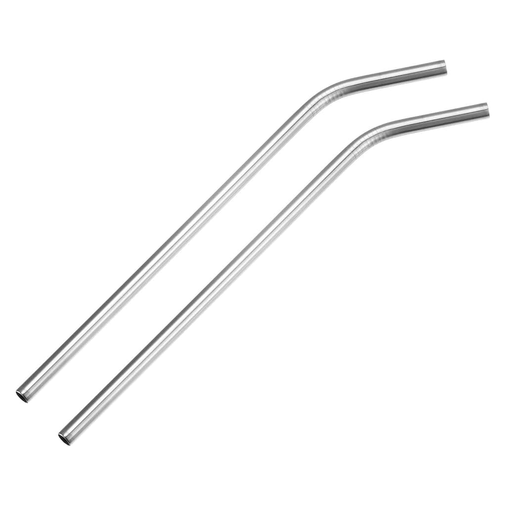 Reusable Metal Straws 2Pcs, Bent Drinking Straw 10.5" x 0.3" Long