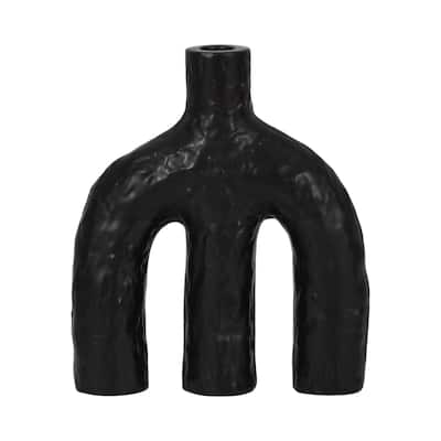 Sagebrook Home Volcano Texture Double Arched Taper Holder, Black