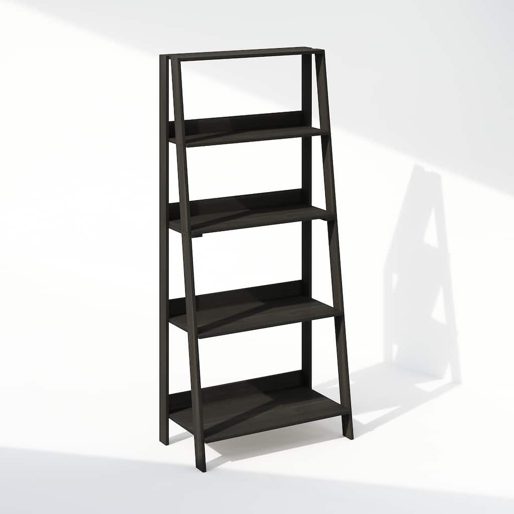 53.54 in. Tall Espresso Wood 5-Shelf Bookcase
