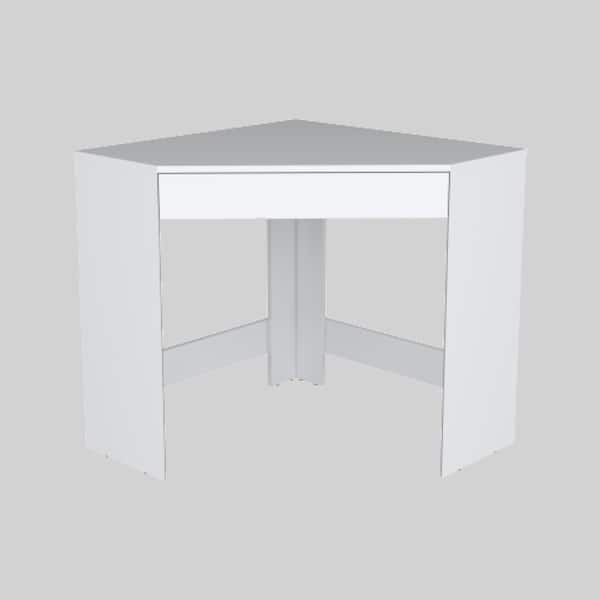 slide 1 of 1, Modern Corner Desk with Generous Work Surface, Drawer, and Space-Saving Configuration for Offices White