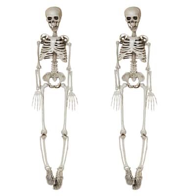 Set of 2 Spooky Hanging Skeletons