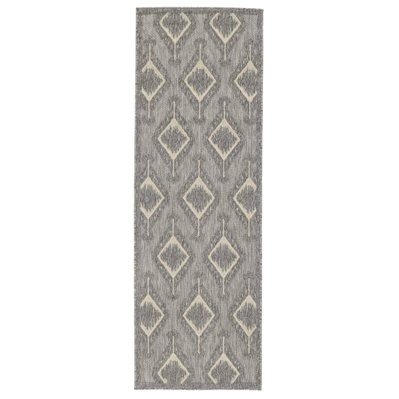 Nikki Chu Chidi Indoor/ Outdoor Geometric Grey/ Cream Area Rug