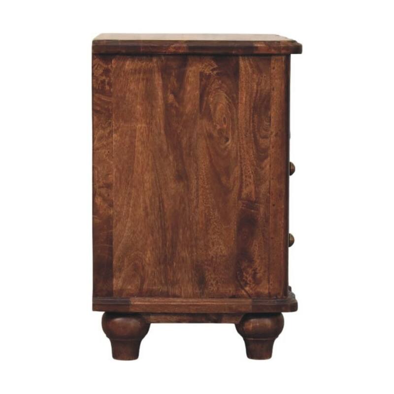Artisan Furniture Solid Wood 2-Drawer Bedside with Open Shelf, Brown