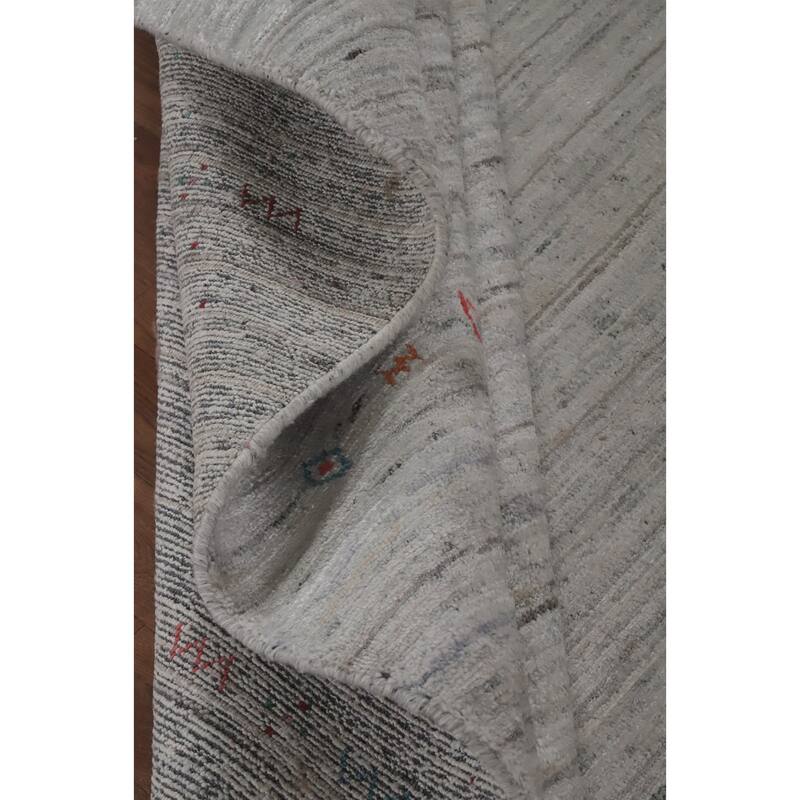 Hand Knotted Oriental 100% Wool Carpet Tribal Animal Pictorial Greys & Charcoal Gabbeh Area Rug - 9' 10'' X 8' 0''