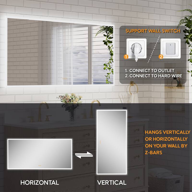 Modern Wall Mounted LED Bathroom Frontlit/Backlit Mirror With PMMA Diffuser