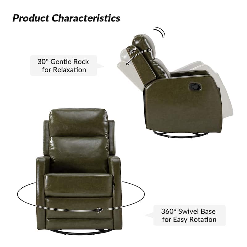 Esteban Modern Faux Leather Manual Rocking Swivel Recliner with Wingback