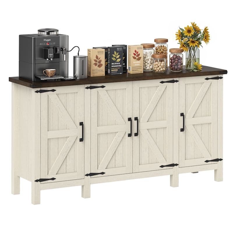 Moasis 59" Farmhouse Sideboard Buffet Cabinet Coffee Bar Cabinet with Large Storage