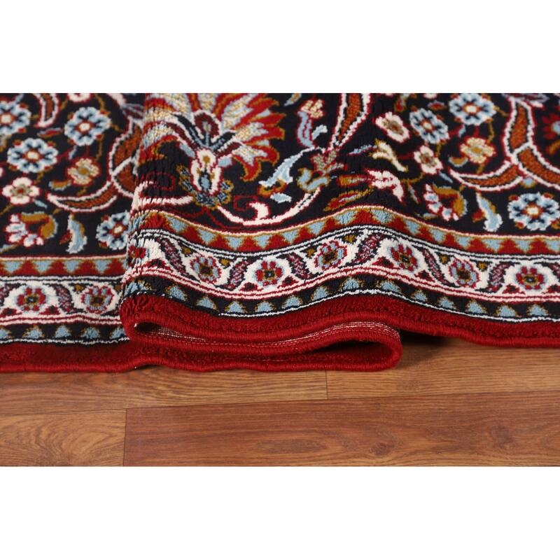 Floral Red Kashan Turkish Area Rug Machine-Made Oriental Carpet - 9'7" x 12'10"