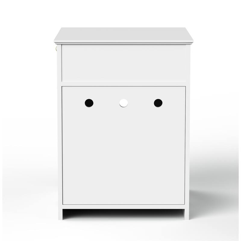Wooden Pet House Cat Litter Box Enclosure with Drawer, Side Table, Indoor Pet Crate, Cat Home (White)