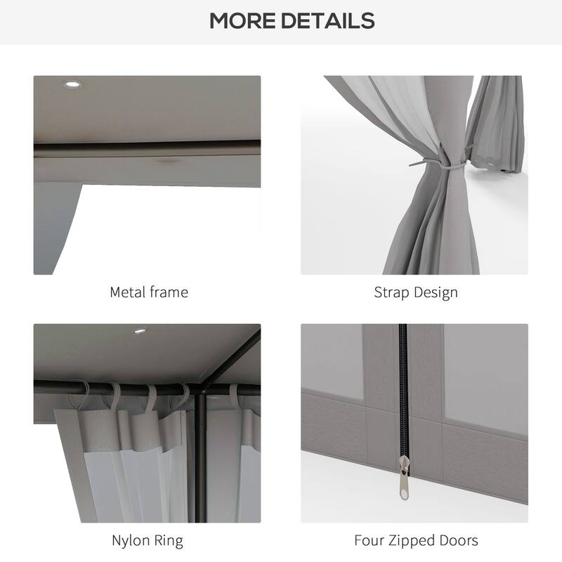 9.6' x 11.6' Outdoor Patio Gazebo with 2-Tier Roof, Netting, and Steel Frame for Garden, Lawn, and Deck