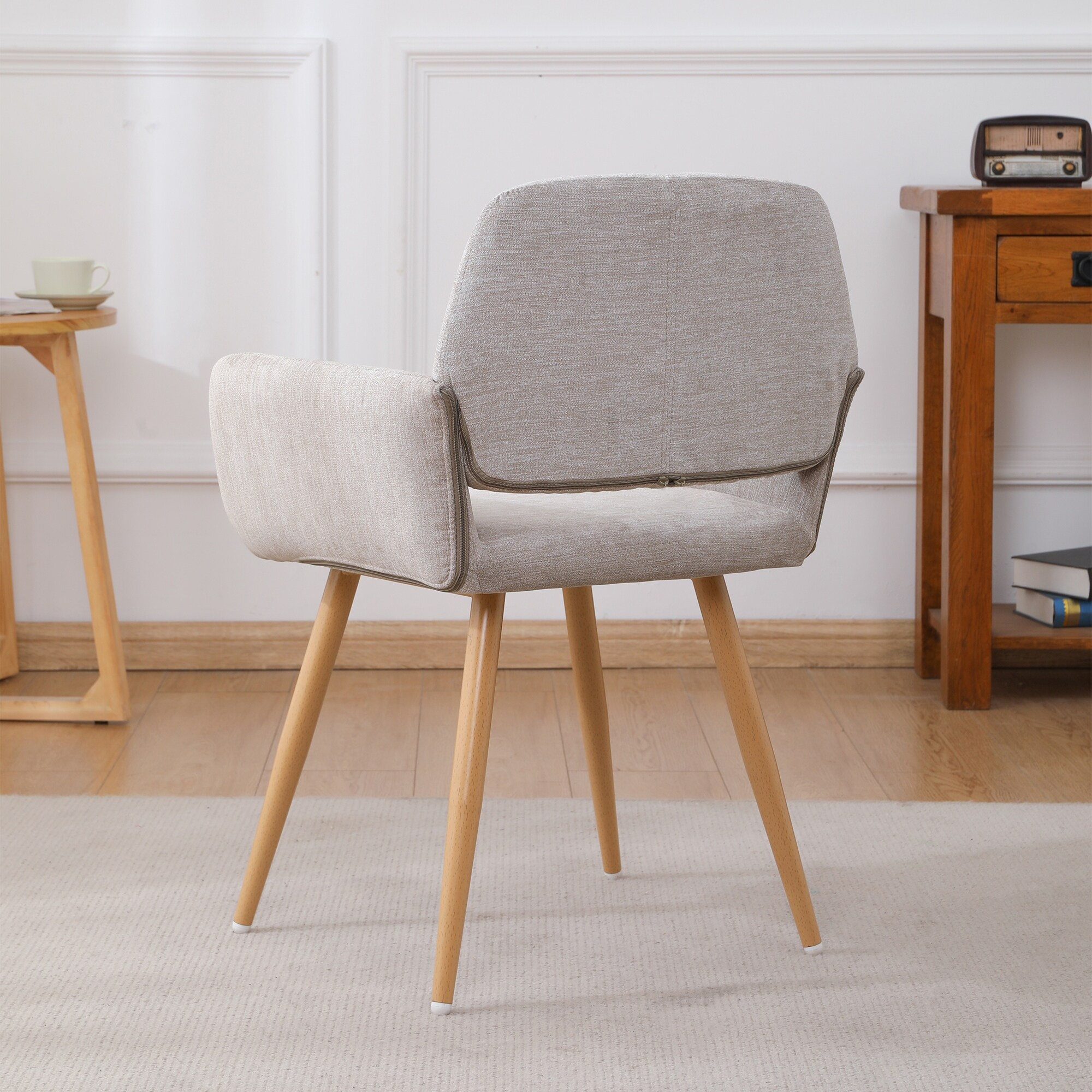 Fabric Upholstered Side Dining Chair with Metal Leg