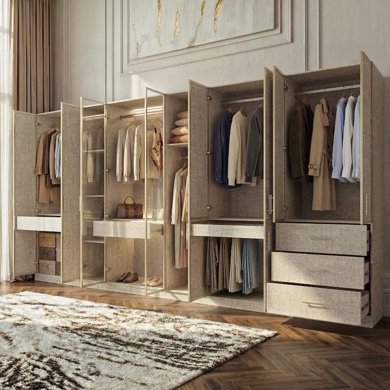 aluminum dresser designs New Design Modern Style Professional Customization Aluminum with Glass Material Bedroom Wardrobe Cabinet