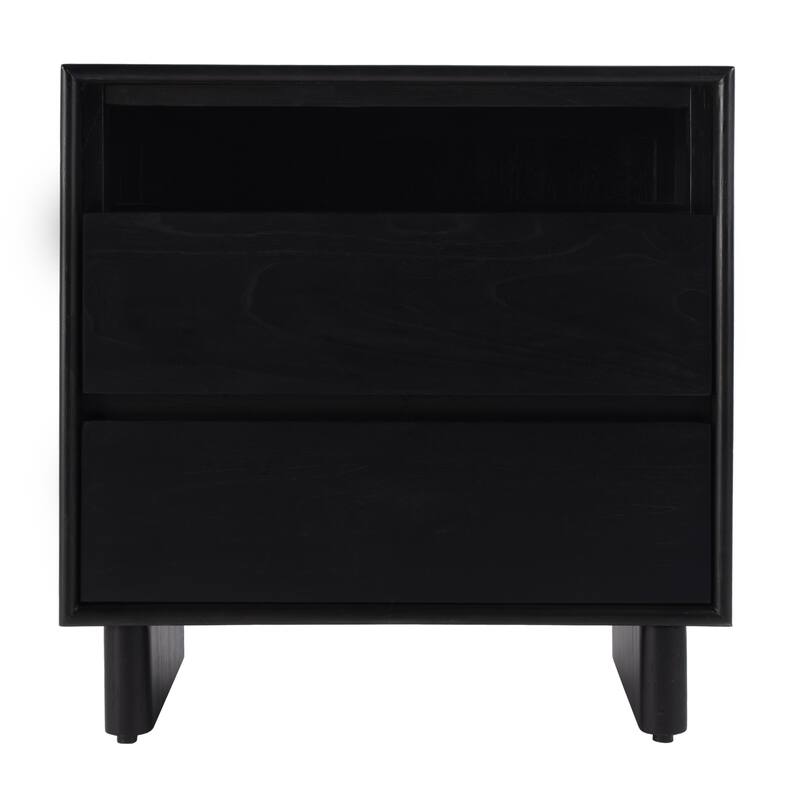 Halmstad 24 in. W Wood Panel 2 Drawer Nightstand with Soft-Closing Drawers