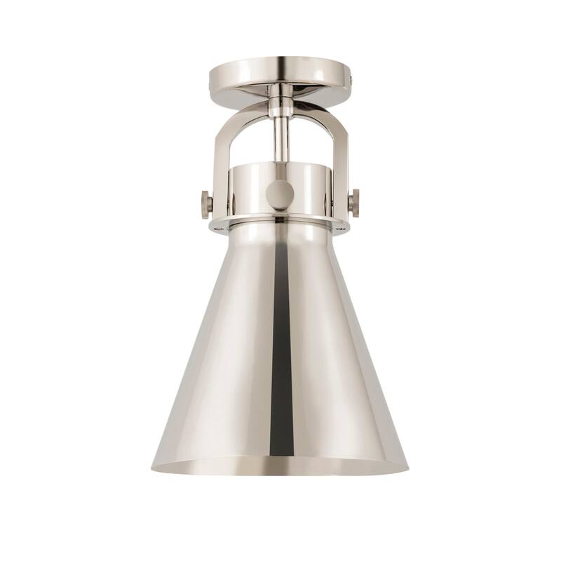 Innovations Lighting 410-1F-15-8 Newton Cone Flush Newton Cone 8" Wide - Polished Nickel