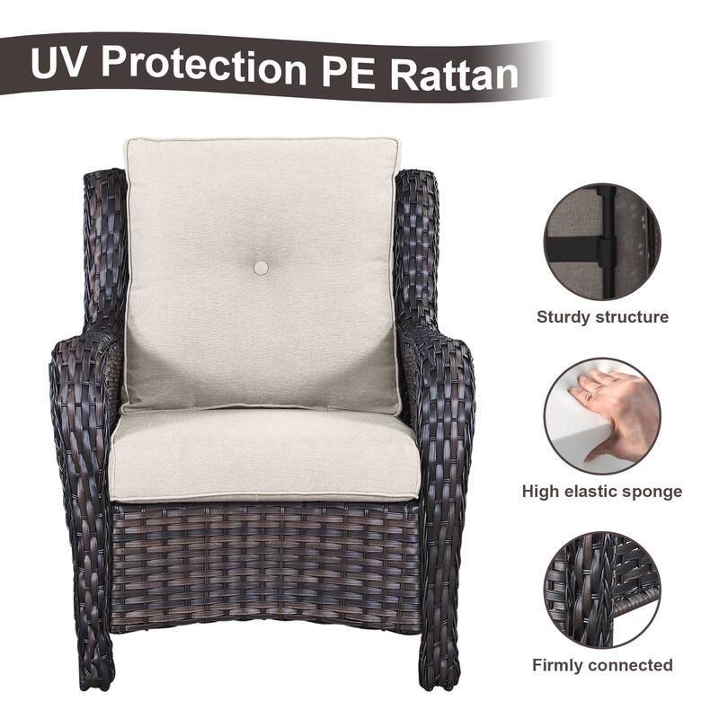 Gymojoy Outdoor Sofa Chair Ottoman Seating with Cushions