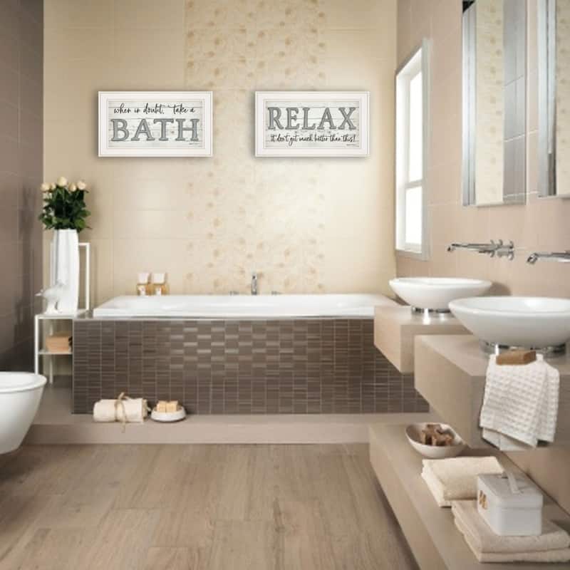 TrendyDecor4U Farmhouse "Bath Relax" 2-Piece Vignette by Susie Boyer - Brown