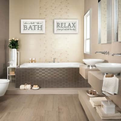 TrendyDecor4U Farmhouse "Bath Relax" 2-Piece Vignette by Susie Boyer - Brown