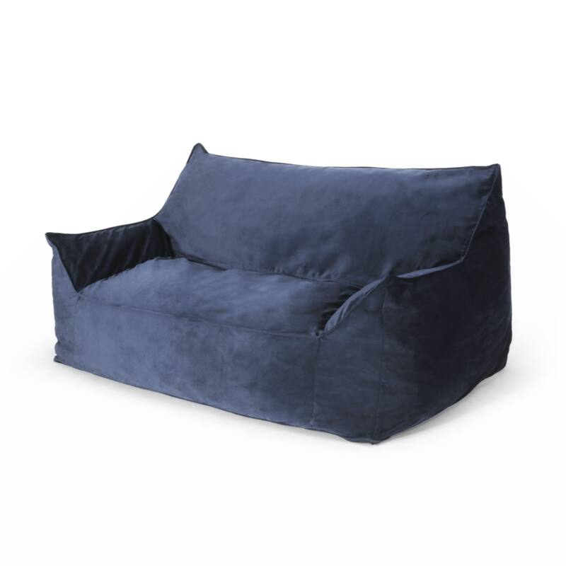 Fila Velveteen 2-Seater Oversized Bean Bag Chair with Armrests, Dark blue - Dark Blue