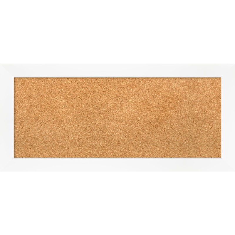 Cabinet White Narrow Framed Cork Bulletin Memo Board - 33-Inch x 15-Inch