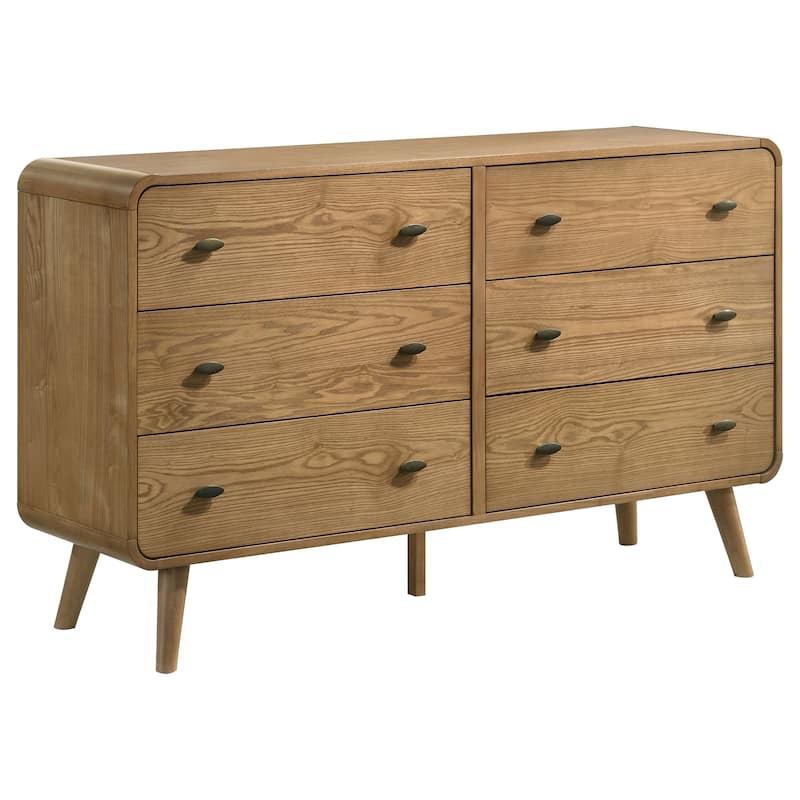 Robyn 6-drawer Bedroom Dresser and Mirror Light Ash - Dresser (Brown) - 6-drawer