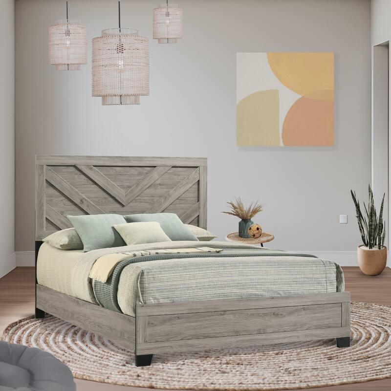 Napa Light Grey Wood Slim Profile Bed Frame - Queen