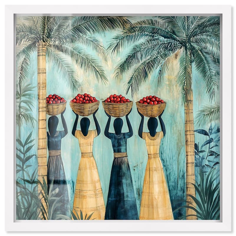Walk Under Palms Shadowbox by Art Remedy - White - 24" x 24"