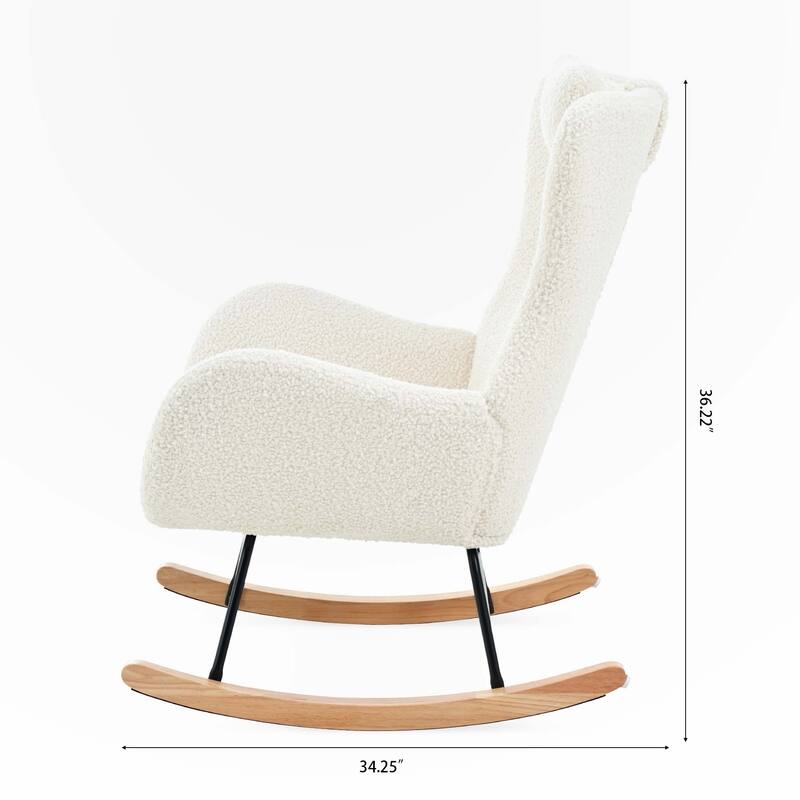 Teddy Rocker Glider Chair with High Backrest and Adjustable Headrest