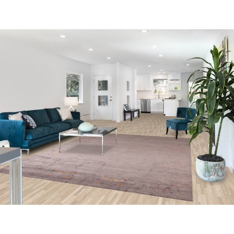 Gabbeh Oriental Area Rug Hand-Knotted Tribal Brown Wool Carpet - 7'8"x 9'9"