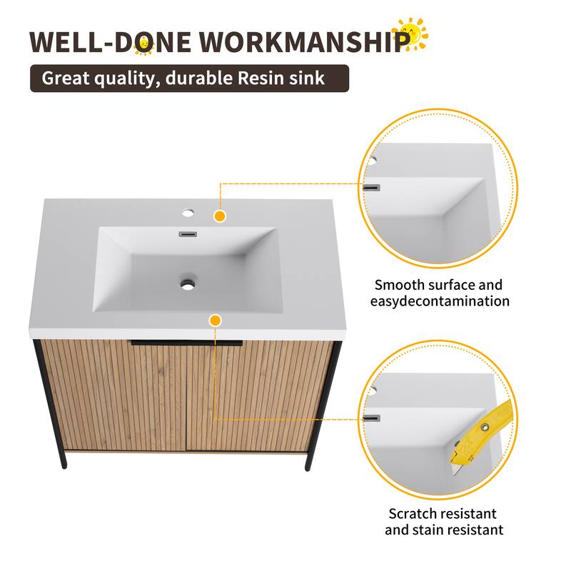 Beingnext 24"/30"/36"/48"/60" Bathroom Vanity with Sink, Freestanding Bathroom Vanity with Soft Close Door and Shelf