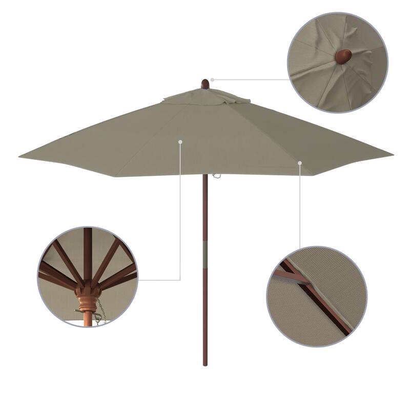 California Umbrella 9-ft. Round Marenti Wood-framed Olefin Patio Umbrella (No Base)