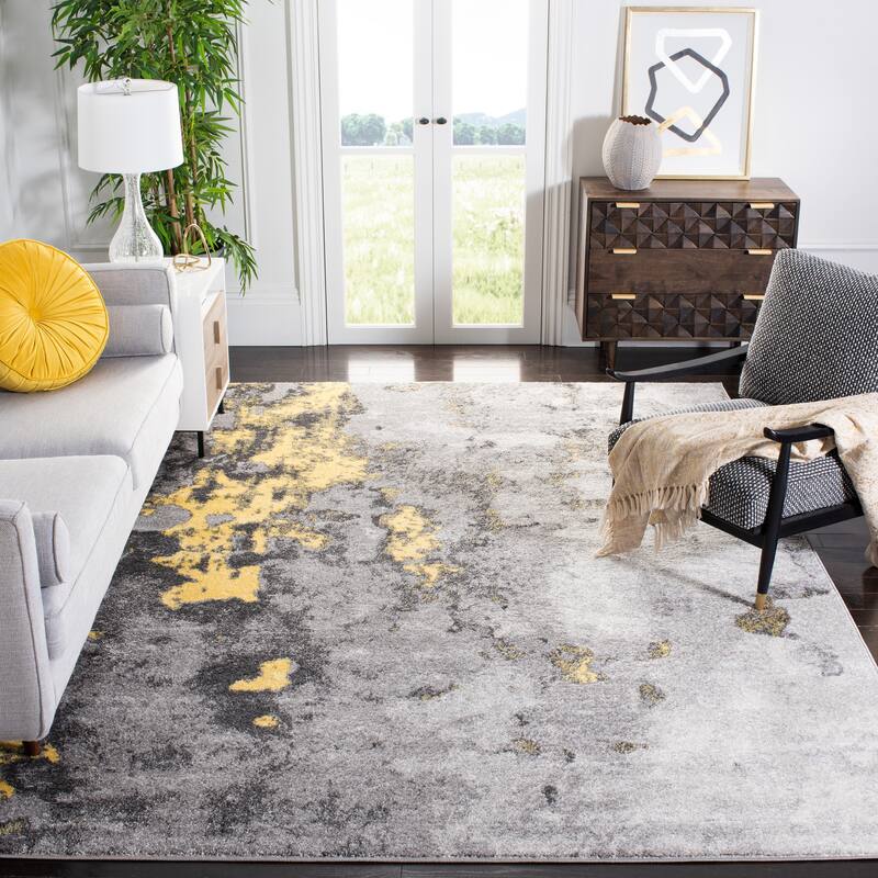SAFAVIEH Adirondack Cordelia Abstract Glam Rug - 9' x 12' - Grey/Yellow