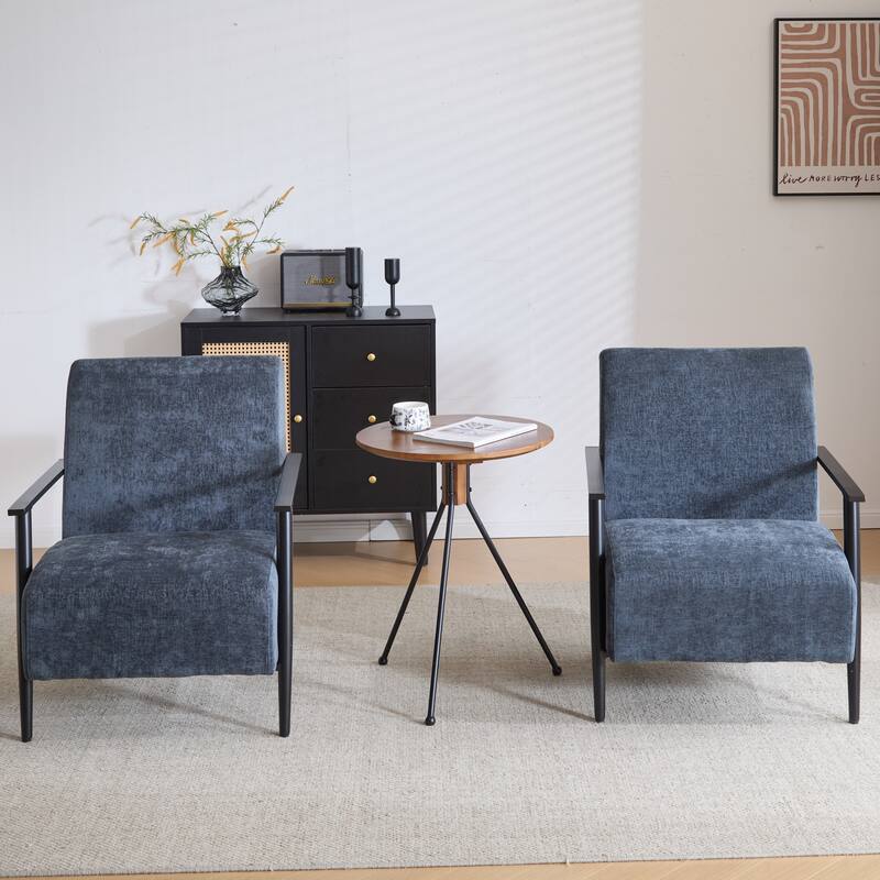 Polyester Lounge Chairs with Metal Frames (Set of 2)