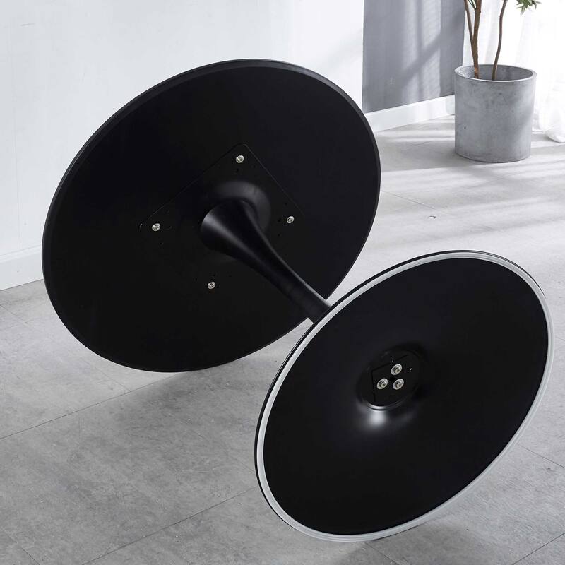 31.5"Black Tulip Table Mid-century Dining Table for 2-4 people With Round Mdf Table Top, Pedestal Dining Table