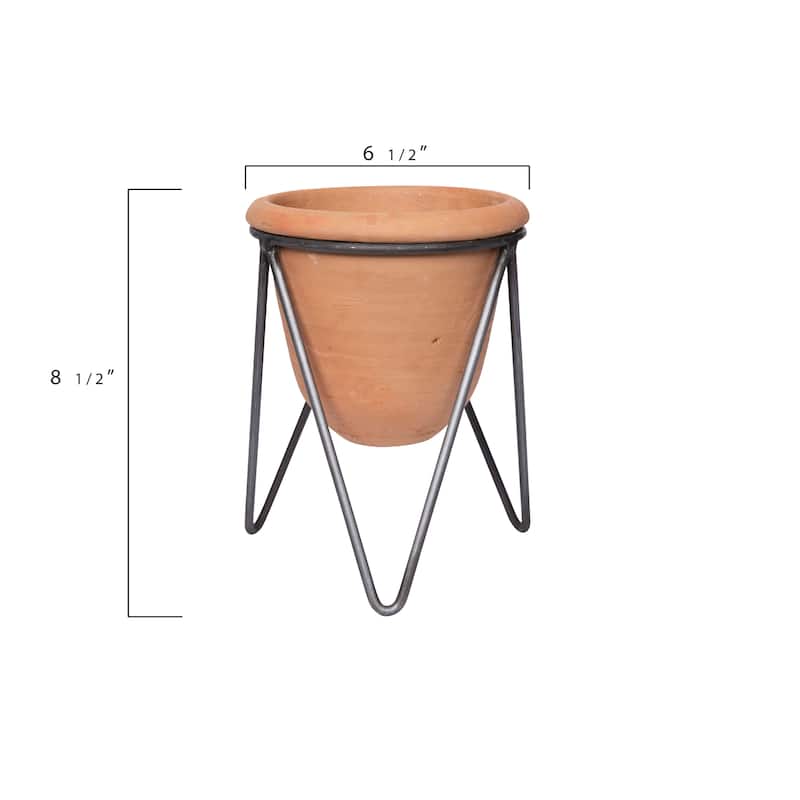 Terracotta Pot with Metal Stand