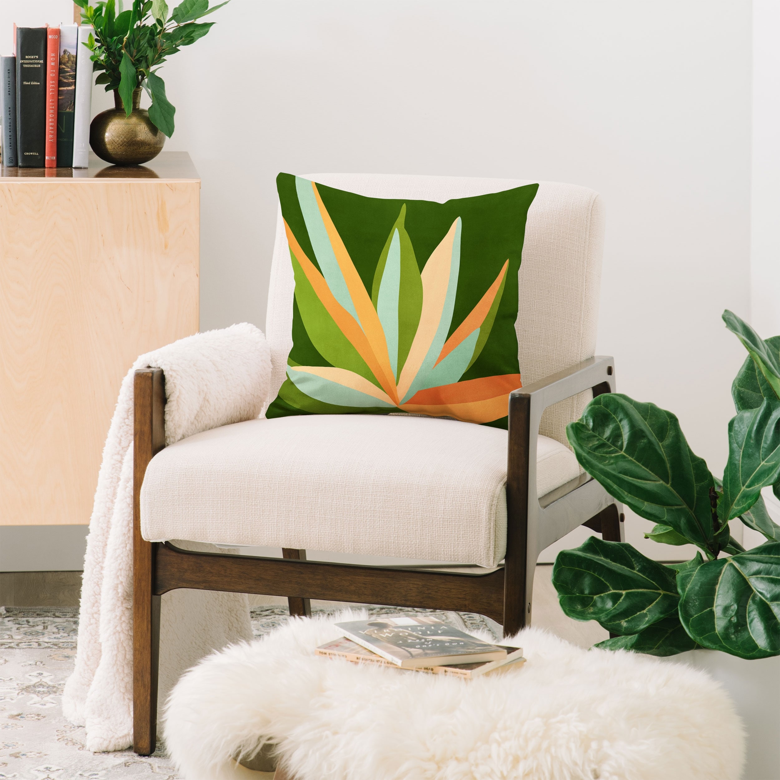 Modern Tropical Colorful Agave Painted Cactus Throw Pillow - Bed Bath &  Beyond - 34199709
