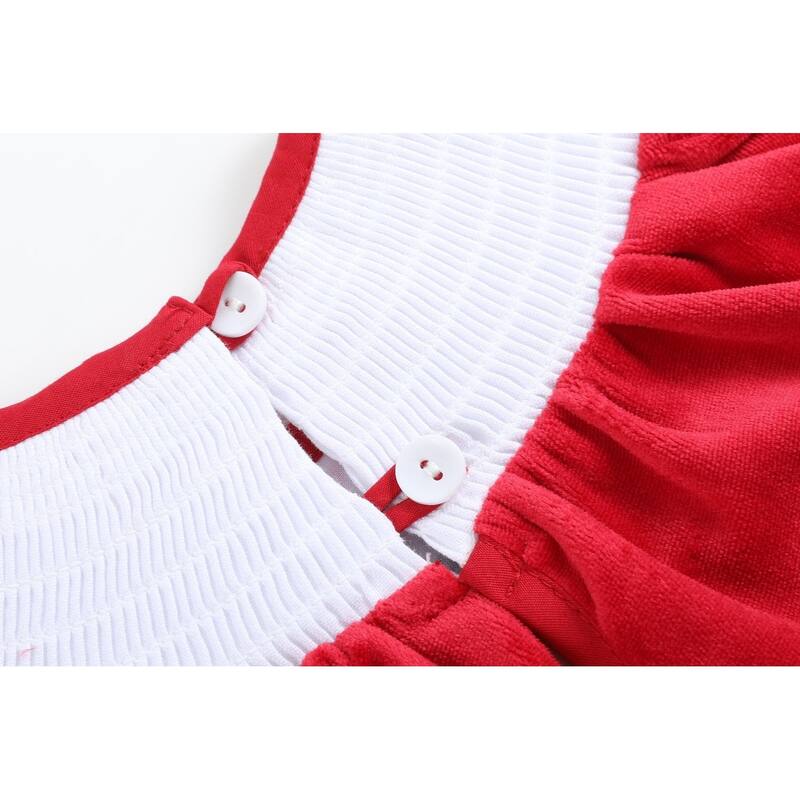 Lil Cactus Red Velvet Christmas Smocked Dress and Bloomers Set